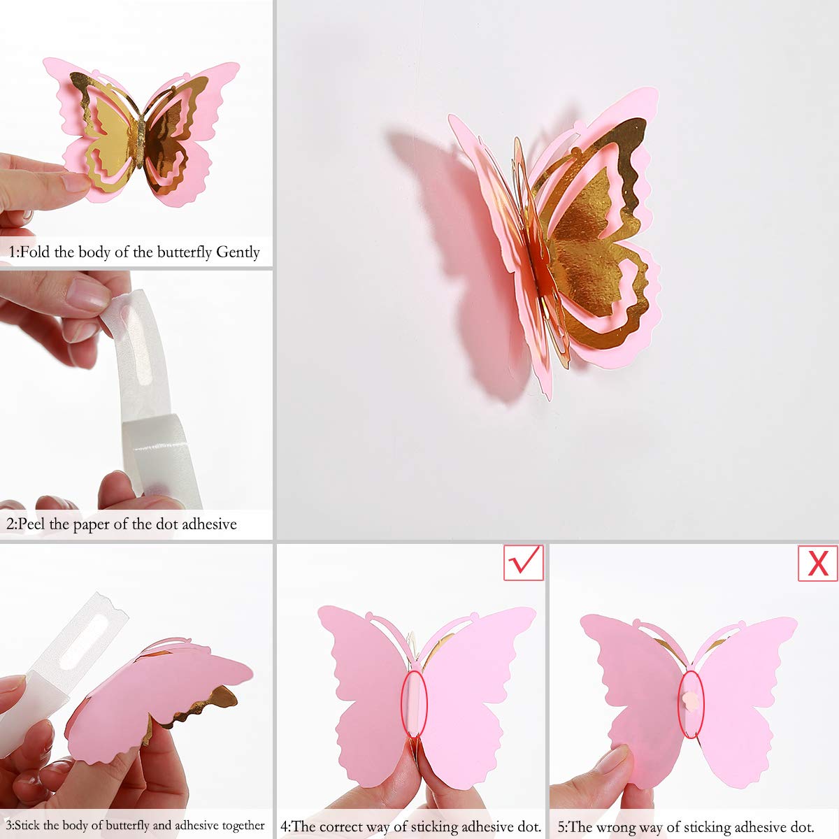 Pinkblume Silver Blue Butterfly Decorations Stickers 27PCS