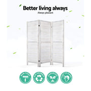 3-Panel Paulownia Wood Folding Room Divider