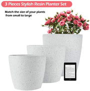 Garden Resin Planter Sandstone Touch Set of 3