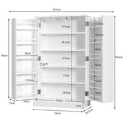 103 cm White 2-Door Pantry Cabinet with 6 Adjustable Shelves