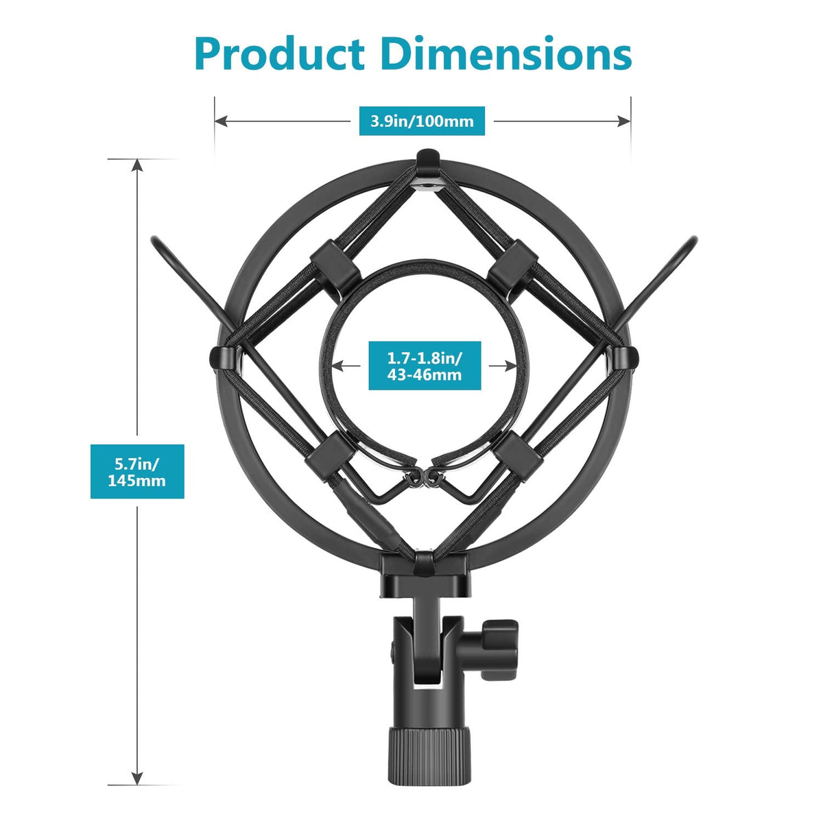 NEEWER 43–46mm Microphone Shock Mount – Black