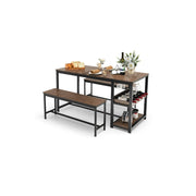 3-Piece Dining Set with Wine Rack & Glass Holder