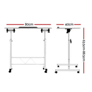 Mobile Adjustable Bedside Laptop Table – White or Light Wood