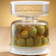 Pickle Jar, Small Dry Wet Separation Pickle and Olives Jar Container with Strainer, Acrylic Leakproof Pickle Flip Jar Kimchi Hourglass Container for Canned Fruit, Kitchen Tool