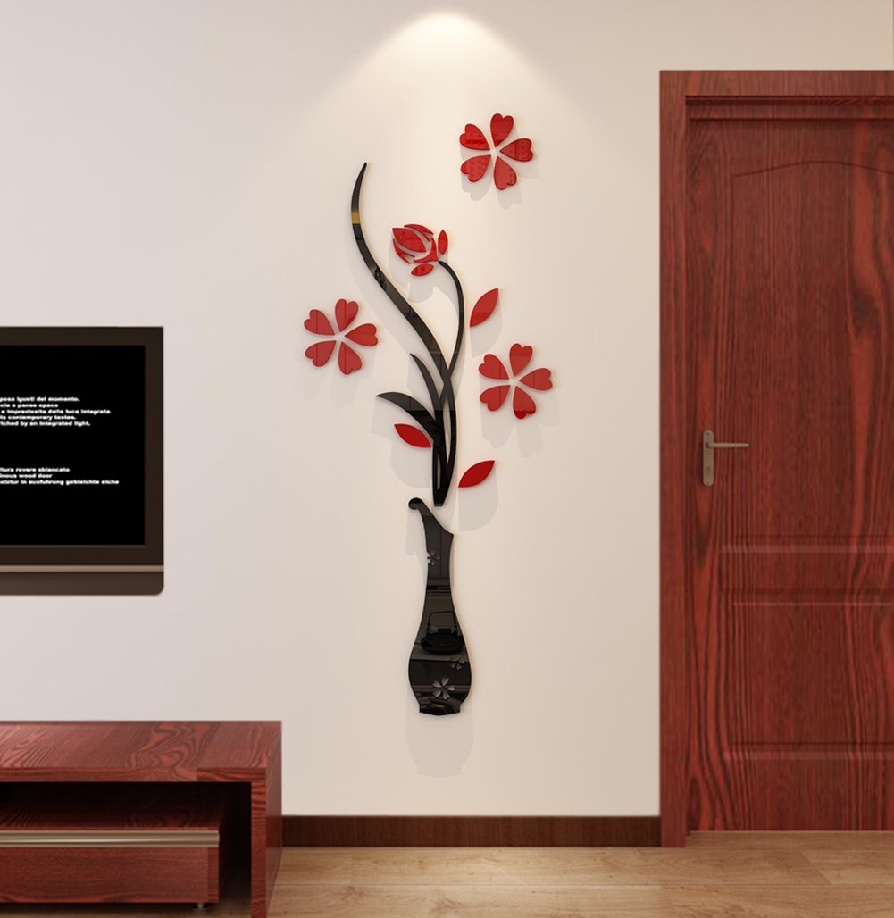 58 × 150 cm Reflective Acrylic Vase Wall Decal – 3 Colours