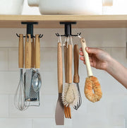 360° Rotating Under-Shelf 6-Hook Rails – 2 Pack