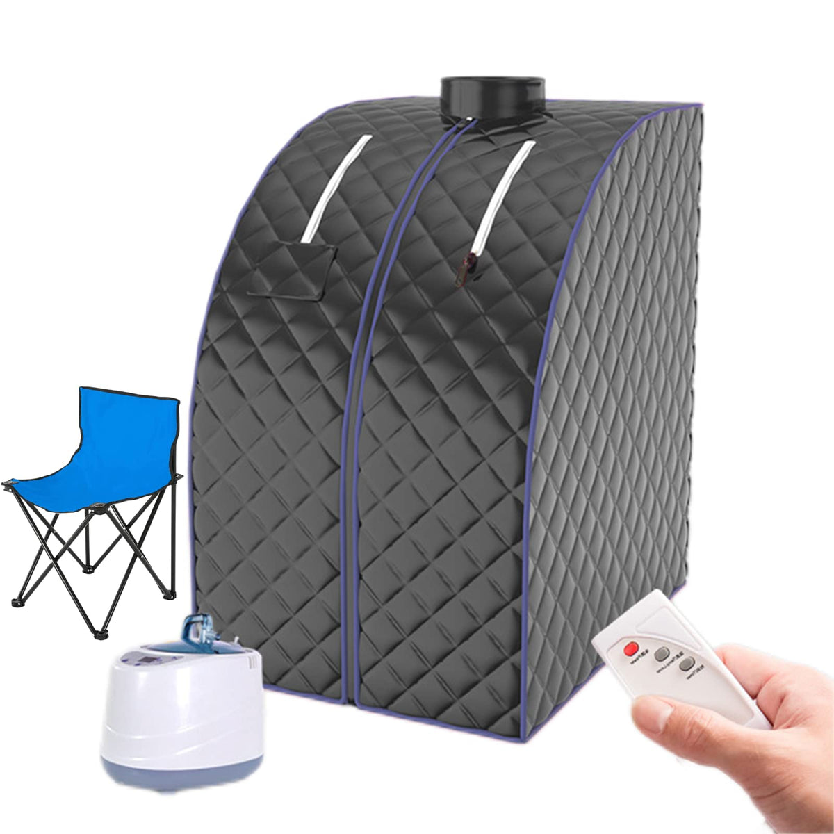 Portable Steam Sauna, Full Size Personal Home Spa with Remote Control, Steamer, Foldable Chair, Portable Sauna for Home
