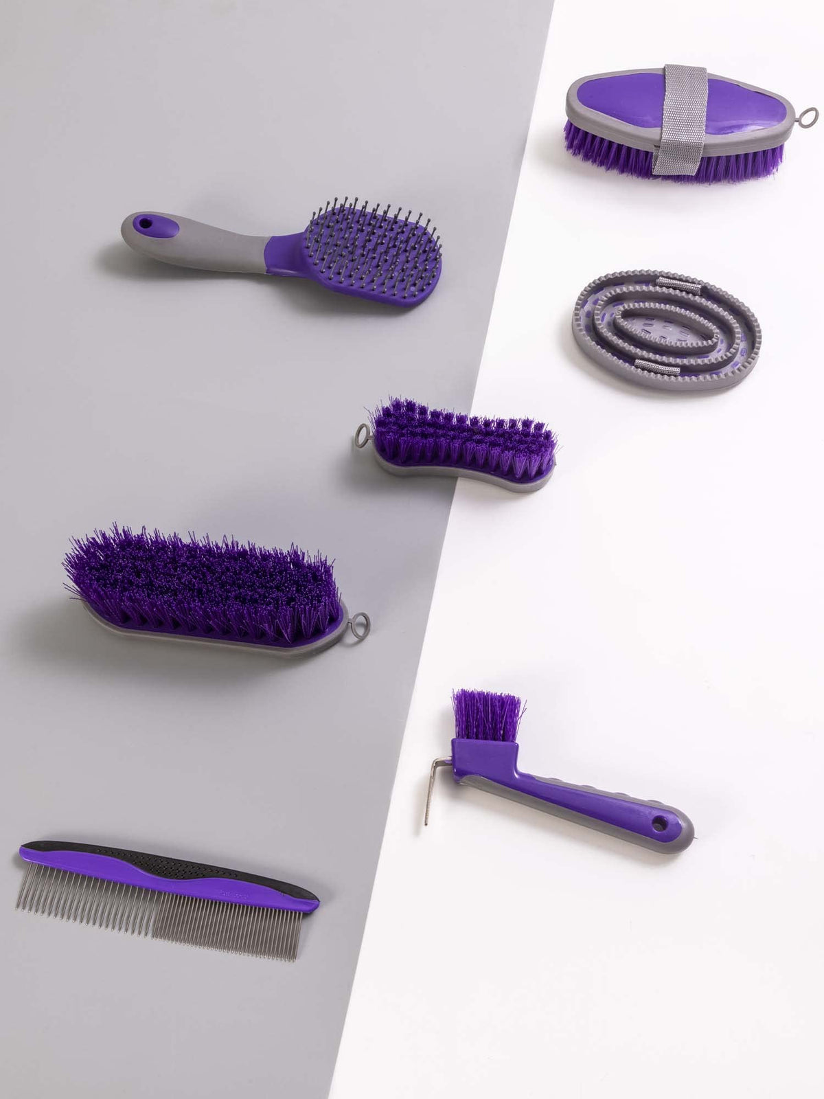 Horse Grooming Kit（10-Piece），Purple Horse Brushes for Grooming,Storage Bag,Horse Sweat Scraper,Mane Comb,Horse Grooming Gloves,Horse Gifts for Girls (Purple),1 count