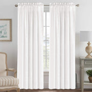 White Semi-Sheer Linen-Blend Curtains – 132 × 243cm, Pair