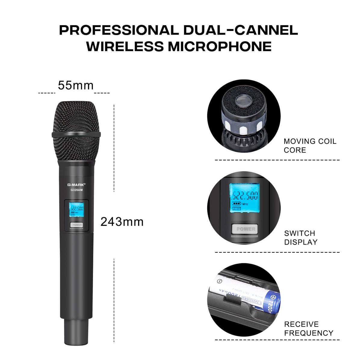 G-MARK Dual-Channel UHF Wireless Microphone System