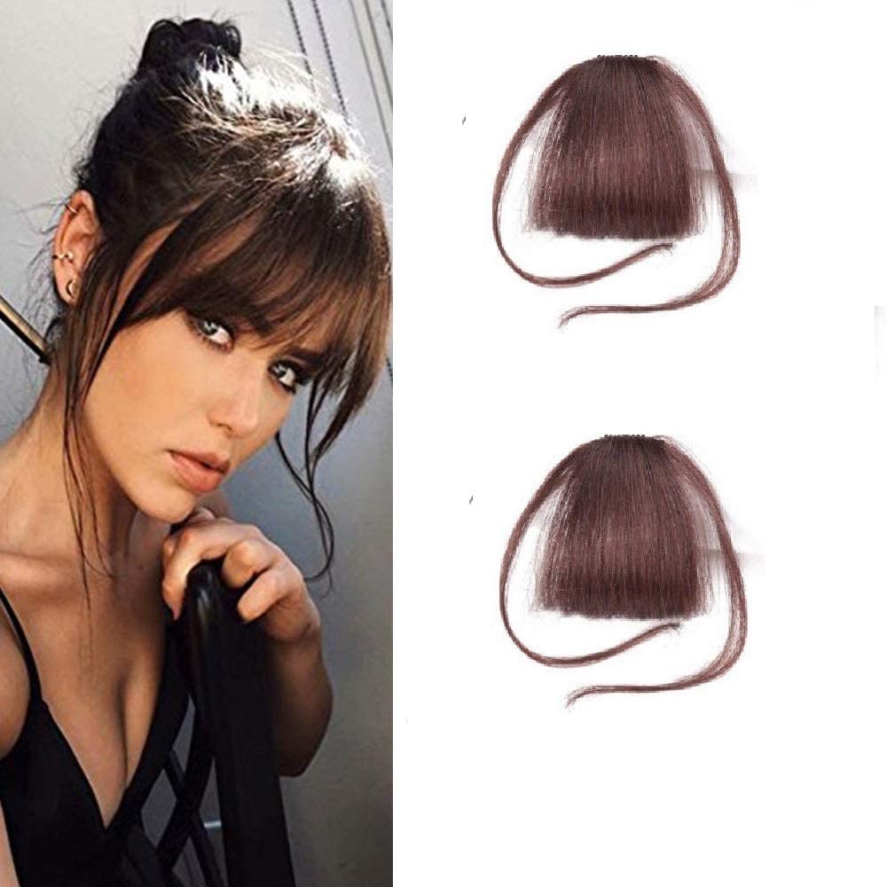 Dark-Brown Clip-In Fringe with Side Sections