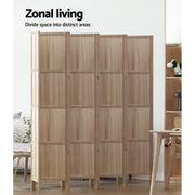 Room Divider Screen 8 Panel Foldable Wooden Divider Jade Brown
