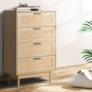 4-Drawer Rattan Tallboy Storage Cabinet