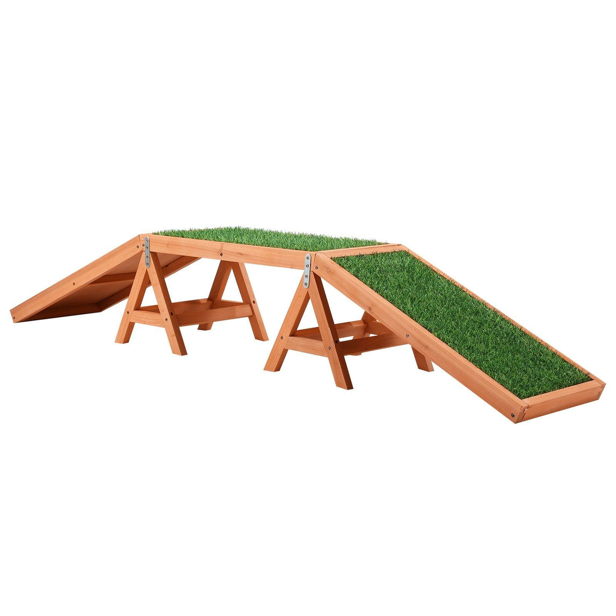 Fir-Wood Dog Agility Arch Bridge with Artificial Grass – 70 kg