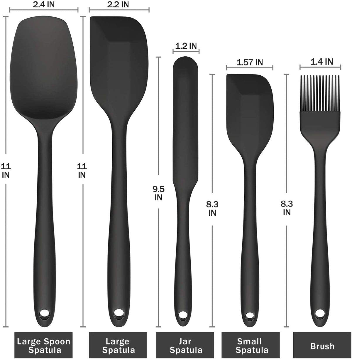 5 Pieces Silicone Spatula Set