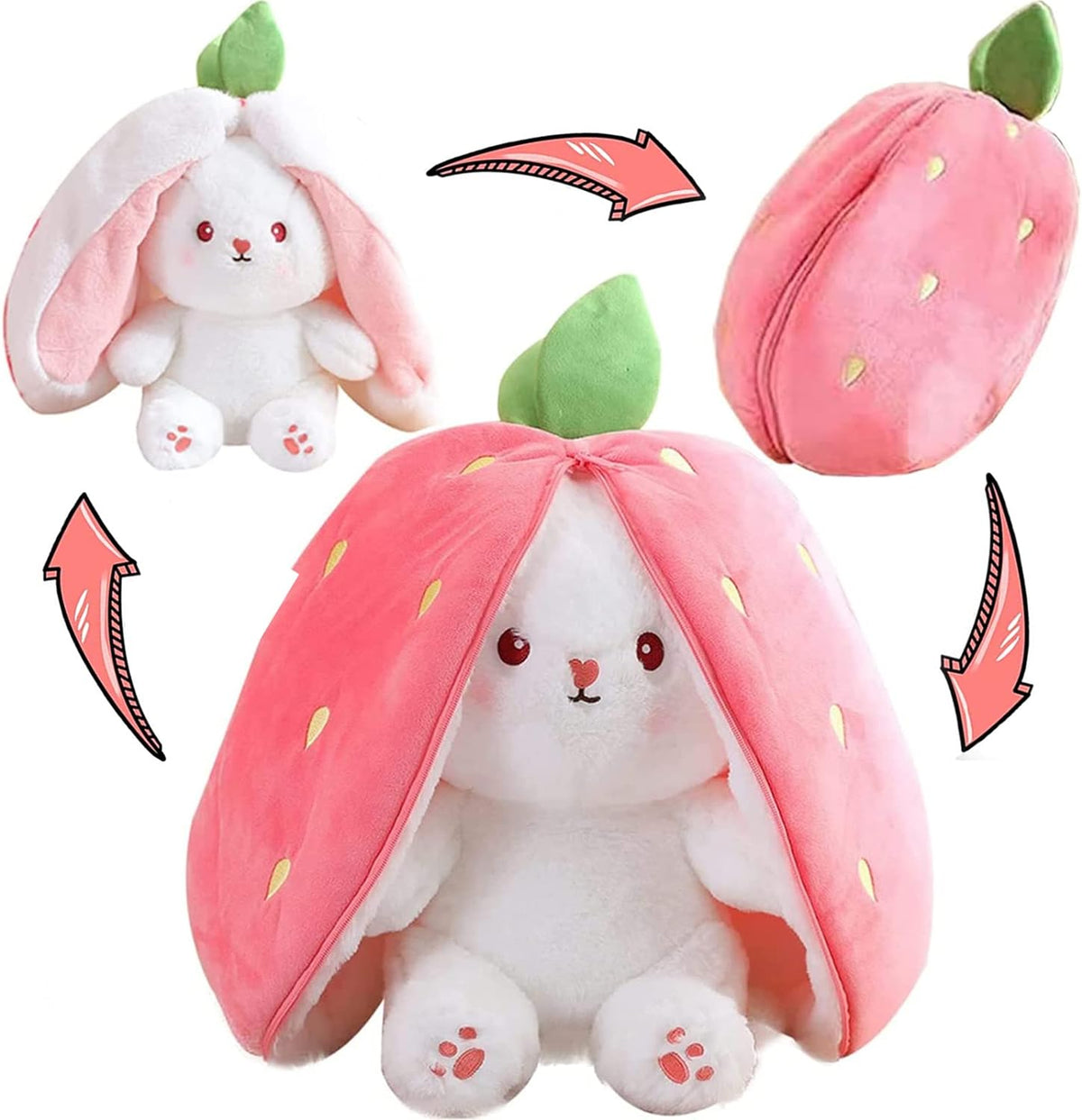 Reversible Zipper Bunny Plush – 18 cm