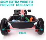 Pink Push Along Tricycle Baby Toddler Trike Bike 3 Wheel Ride On Toy Children Infant Parent Handle Comfortable Seat Large Foldable Pedal