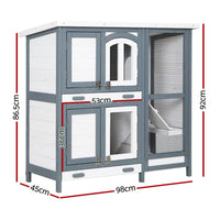 Multi-Level Fir-Wood Small-Animal Hutch with 2 Trays – 98 × 45 × 92 cm