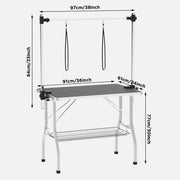 91 cm Foldable Pet Grooming Table with Dual-Post Arm & Basket