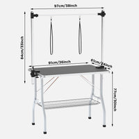 91 cm Foldable Pet Grooming Table with Dual-Post Arm & Basket