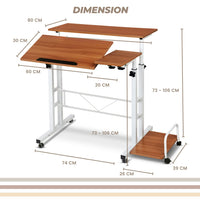 Mobile Adjustable Laptop Desk with Tilting Panel & Sideboard