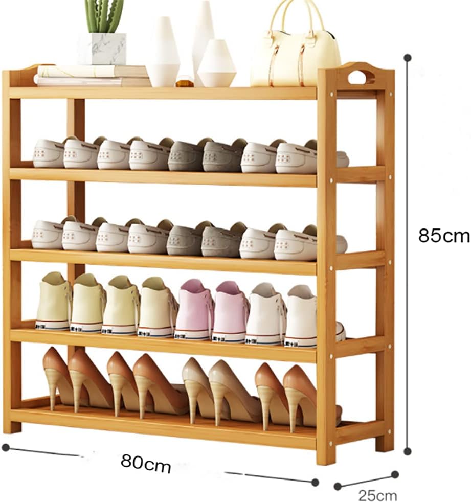 85 cm 5-Tier Bamboo Shoe Rack with Removable Shelves