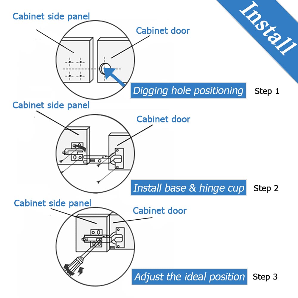 4-Pack 304 Stainless-Steel Soft-Close Full-Overlay Cabinet Hinges