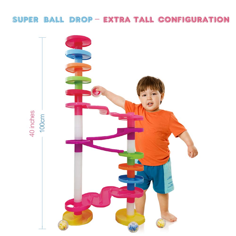 Super Ball Drop Toy, Extra Large Size Activity Tower with Ball Ramp Bridge for Educational and Fun Activity for Toddlers and Children of All Ages - Go, Play Stack and Roll