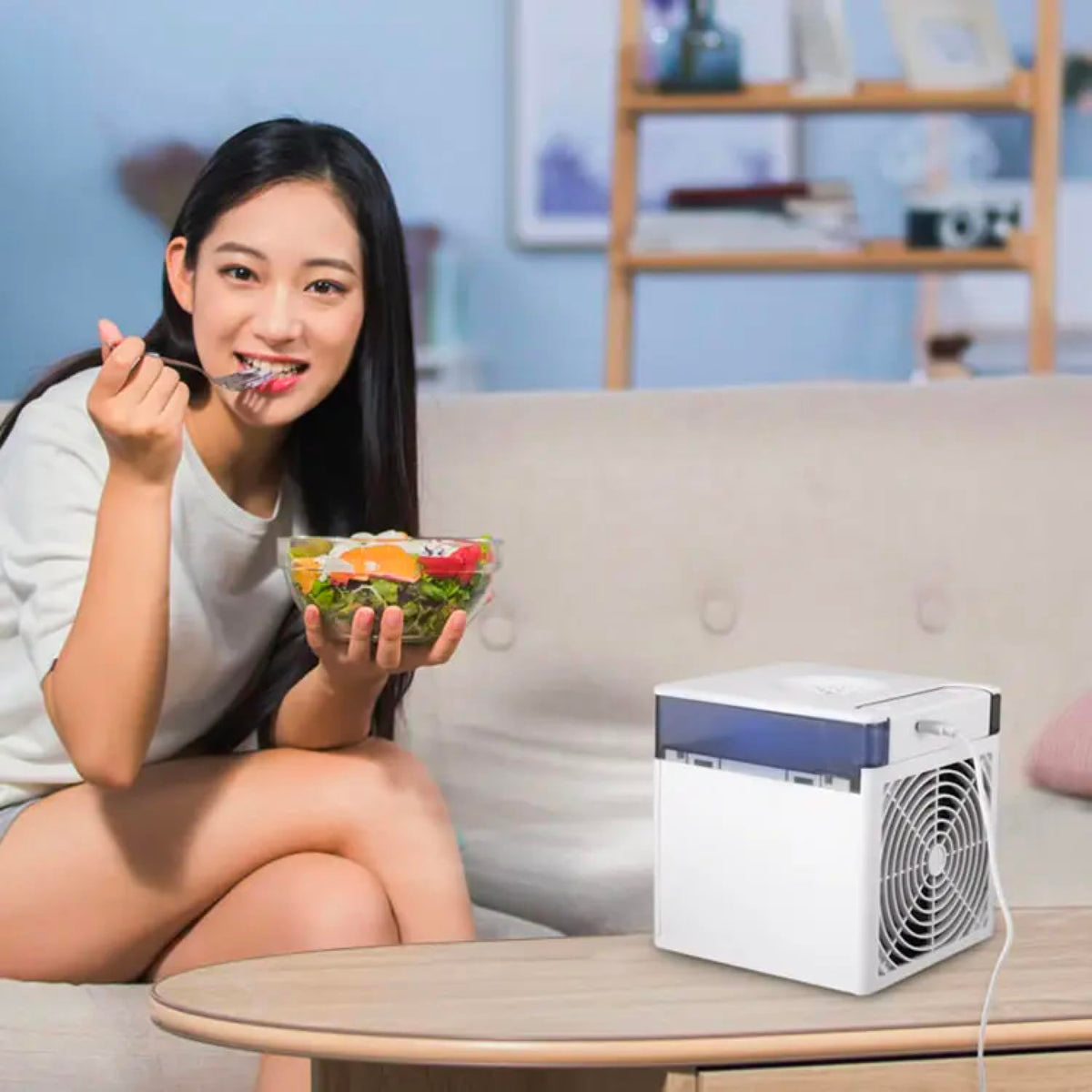 Portable Air Conditioners Fan, USB Personal Mini Air Cooler, Air Conditioner with LED Light, Personal Mini Evaporative Cooler for Office Small Room Car