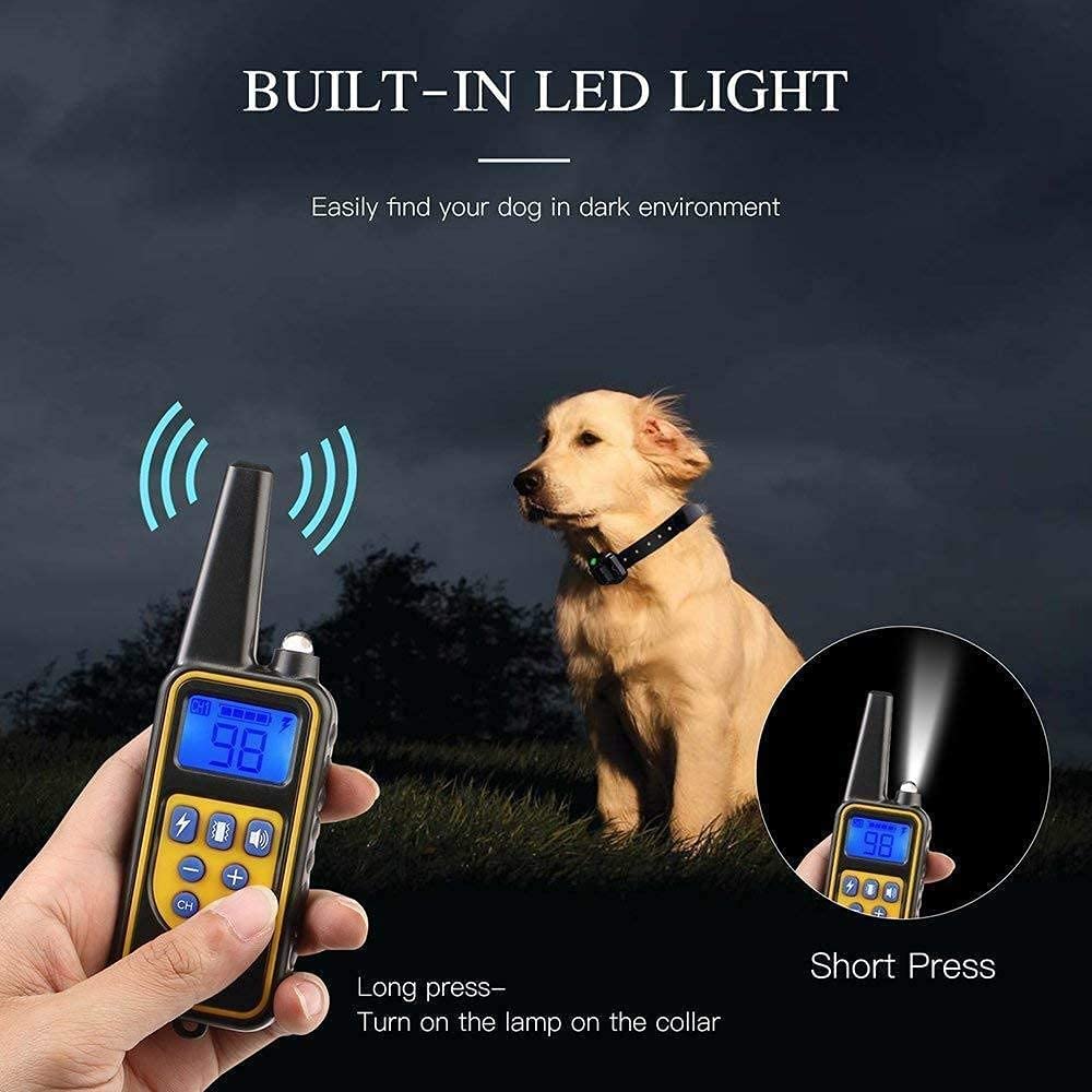 Dog Training Collar with Remote Control,100% IPX7 Waterproof Rechargeable Electric Train Collar with LED Light/Beep/Vibration/Shock Modes, Dog Pet Anti Bark E-Collar for Small, Medium, Large Dogs (1 Remote + 2 Receiver)