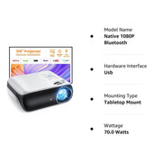 Projector, Native 1080P Bluetooth Projector with 100''Screen, 9500L Portable Outdoor Movie Projector Compatible with Smartphone, HDMI,USB,AV,Fire Stick, PS5