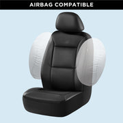 Memory Foam Car Seat Covers, Leather & Mesh Thick Protection, Black Front Cover, Airbag Compatible, Automotive Comfort & Protection for Most Cars, Trucks, SUVs, Black & Memory Foam (SK01055)