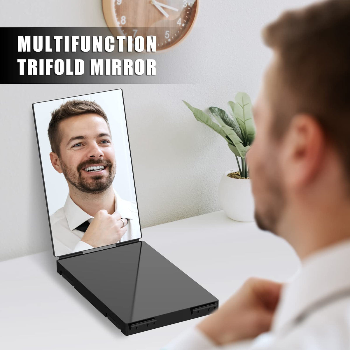 Tri-Fold Self-Haircut Mirror with 10× Detail Mirror
