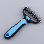 Double-Sided Pet Undercoat & Dematting Rake – Blue or Pink
