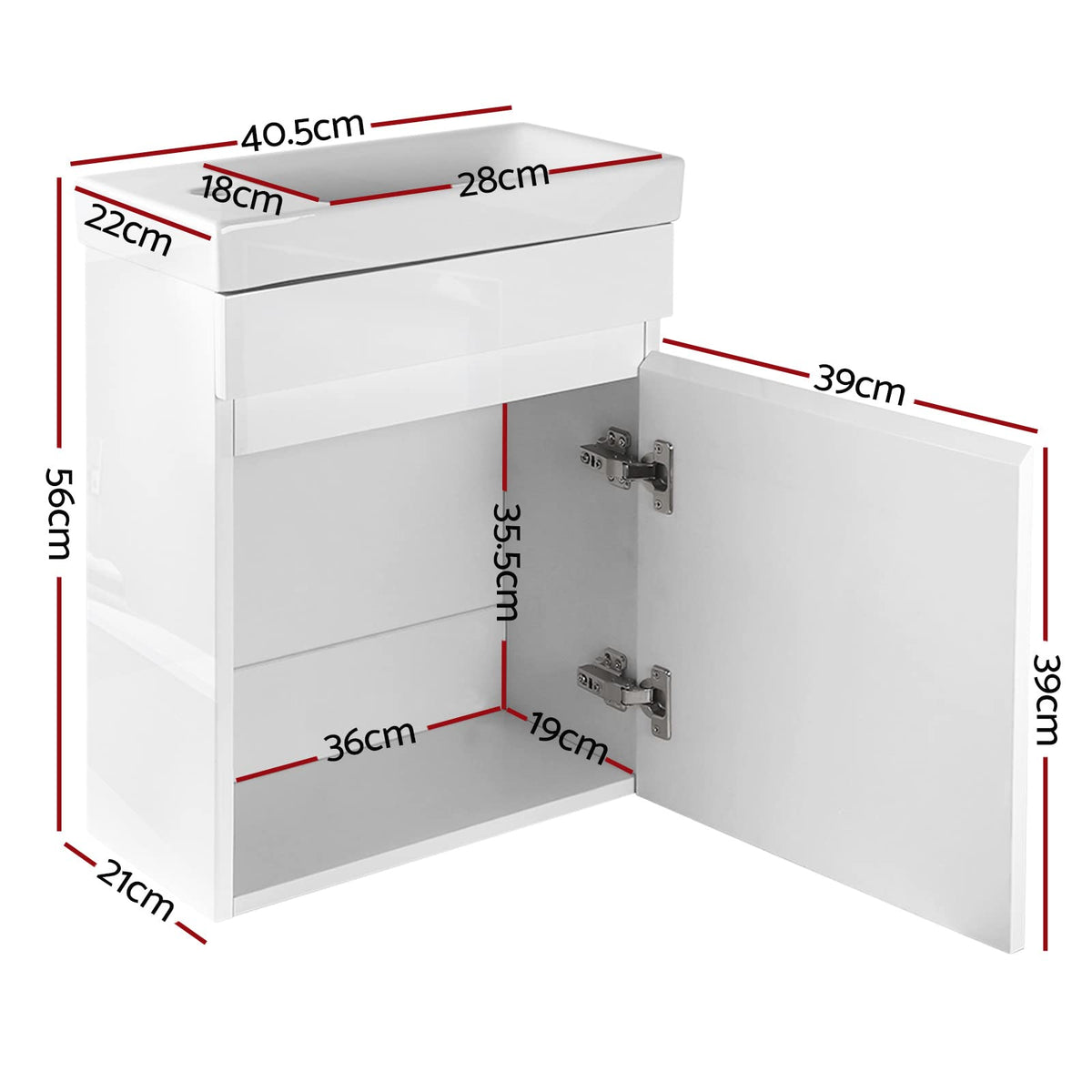 40 cm Wall-Hung Bathroom Vanity with Ceramic Basin