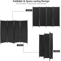 4-Panel Black Polyester Privacy Divider with Steel Frame