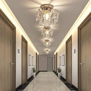 Pendant Lamp European Style Crystal Ceiling Small Chandelier Modern Minimalist Porch Aisle Corridor Restaurant Light, Silver