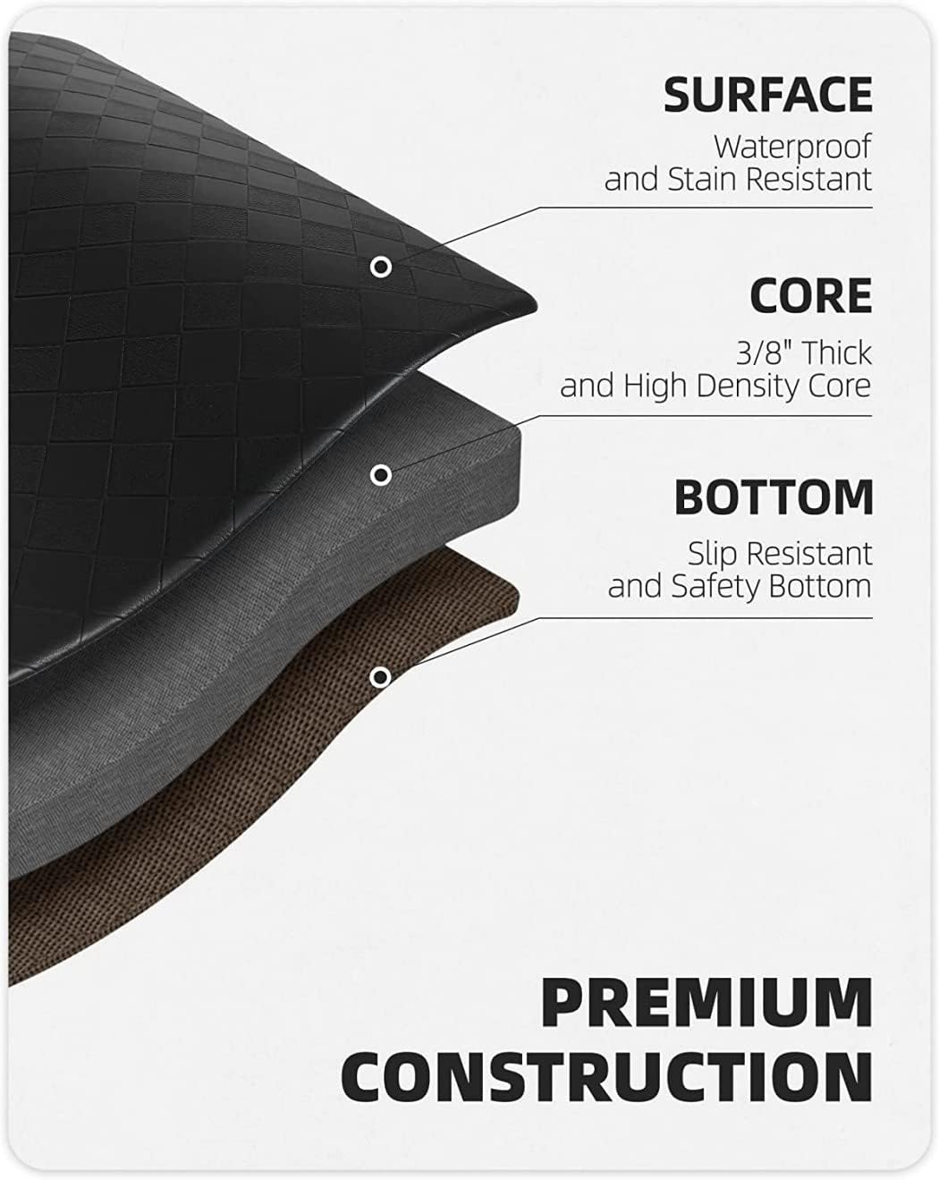 2-Piece 12 mm Cushioned Kitchen Mat Set