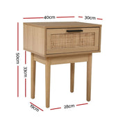50 cm Rattan Bedside Table with Drawer