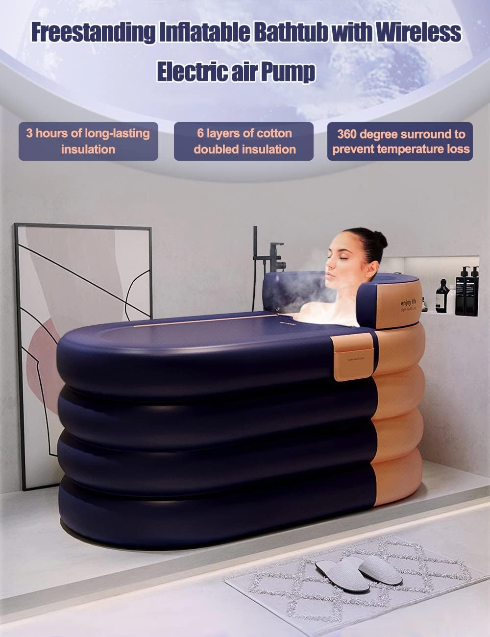 160 cm Inflatable Adult Bathtub with Wireless Pump – Orange