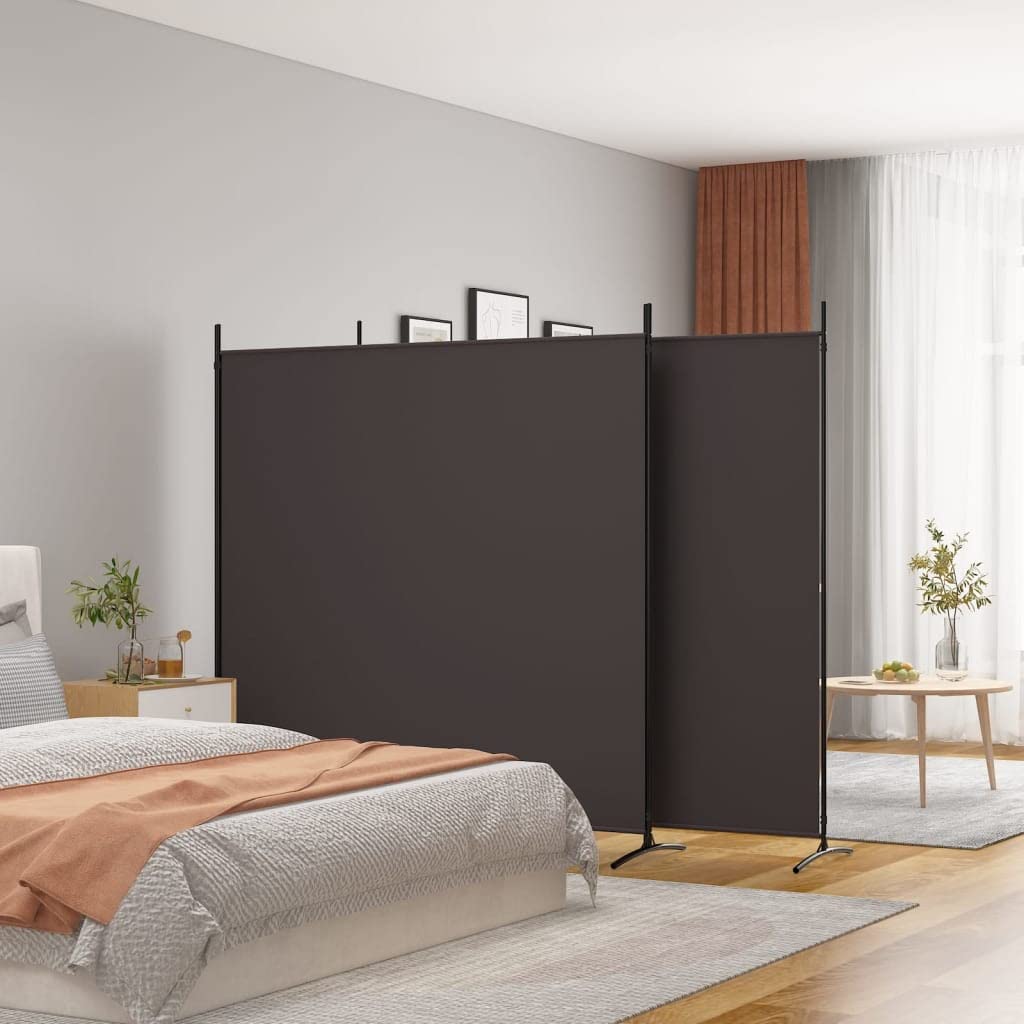 Brown 3-Panel Fabric Room Divider – 525 × 180cm