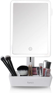 Large LED Vanity Mirror with 10× Magnifying Mirror & Organiser Base