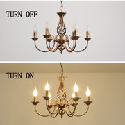 French Country Chandelier, Rustic 6 Light Bronze French Country Pendant Light Fixture, Vintage Metal Chandelier for Dining Room Kitchen Living Room Bedroom Hallway, E14 Base