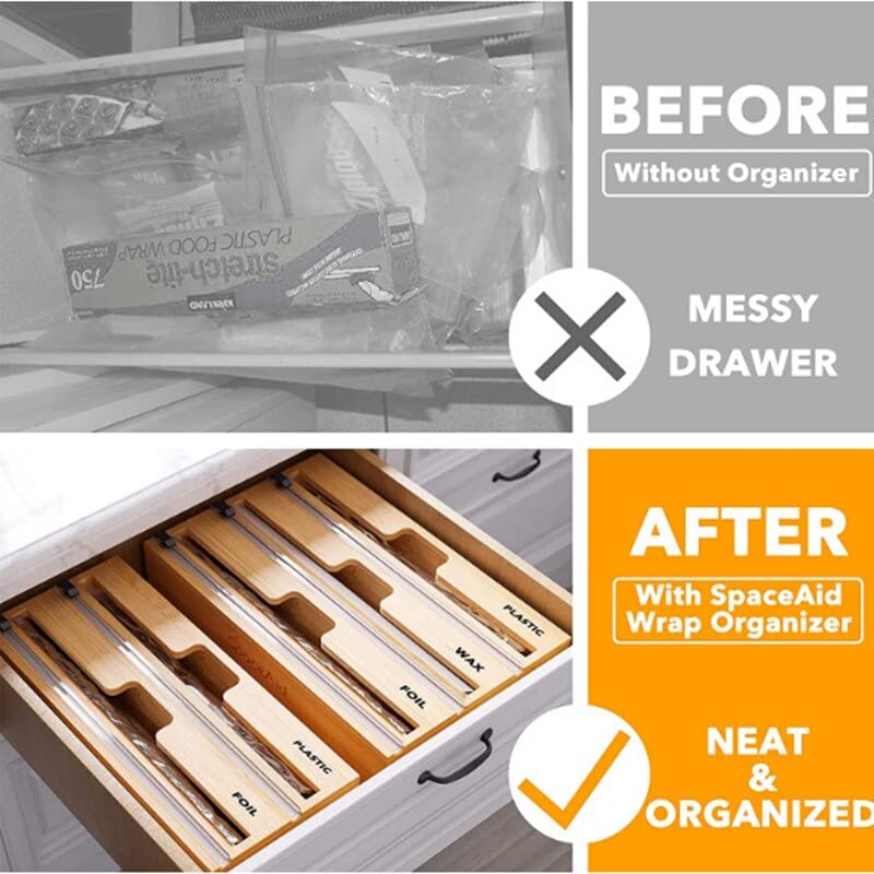 3-in-1 Bamboo Wrap Dispenser with Sliding Cutters