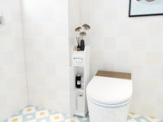 Slim Bathroom Cabinet with Toilet-Roll Holder & Shelves