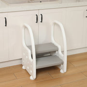 Step Stool for Kids,Toddler Step Stool with Handles and Non-Slip Steps, Two Step Stool for Toilet,Toddler Children Potty Training Kitchen Foot Stool,Gray