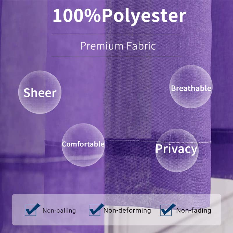 102 × 160 cm Pink-Purple Ombré Sheer Curtain – 1 Panel