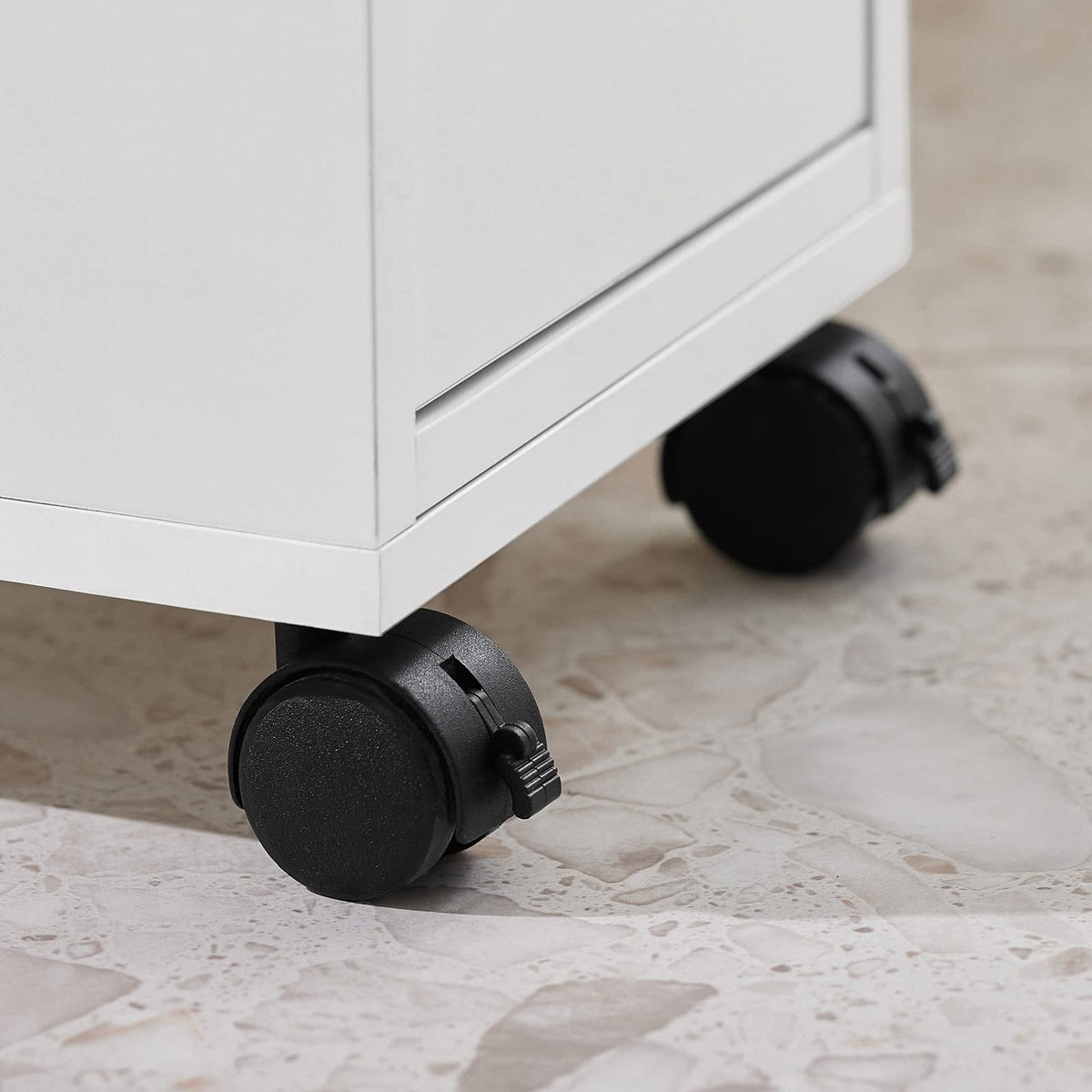 Storage Cart Narrow Cabinet on Wheels Storage Cabinet with 1 Removable Tray and 3 Drawers