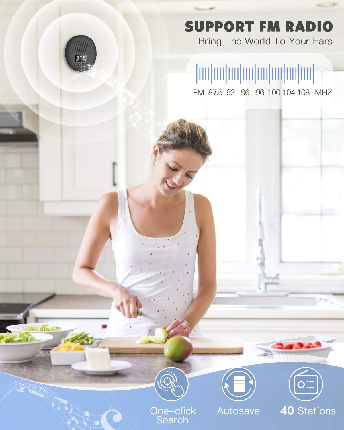 Waterproof Shower Speaker, AGPTEK Waterproof Bluetooth Speaker, Shower Radio with Bluetooth 5.0, LED Screen, Suction Cup, Support TF Card, Built-in MIC for Bathroom, Shower, Beach, Outdoor, Indoor