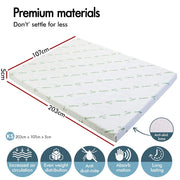 Memory Foam Mattress Topper with Bamboo Cover Cool Gel Infused 7 Zone 5cm Thickness Beddings Bed Topper Mat Pad with 8-Year Warranty